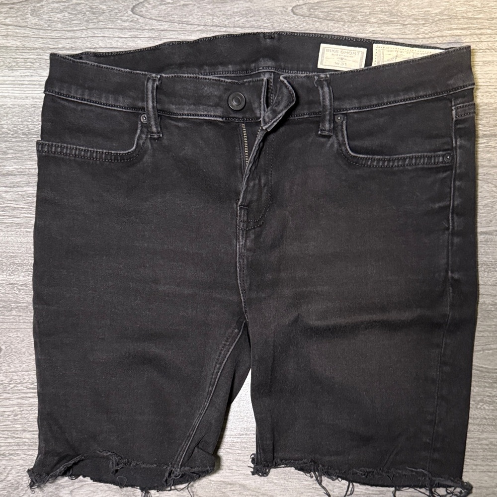 All Saints Black Denim Cutoff Shorts